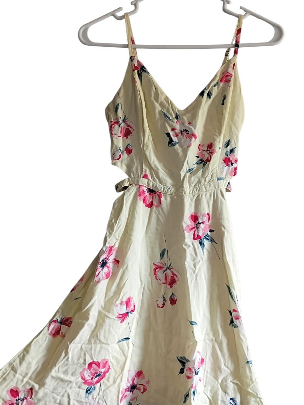 Hollister Cream Mini Dress with Pink Floral Print